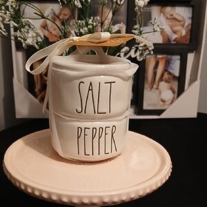 Rae Dunn White Salt and Pepper Container Stackers NWT